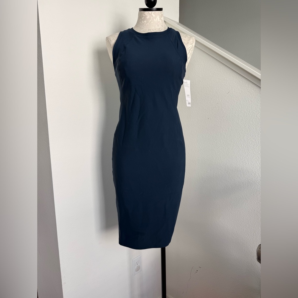 NWT Athleta Stellar En Route tank Dress Racer Back Navy Blue Size XS
